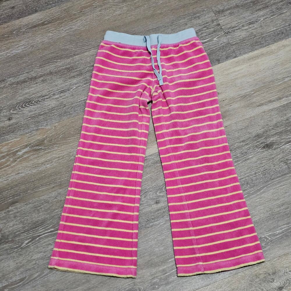 Mini Boden Pink White Stripe Terry Cloth Pants Sweatpants Casual Girls 7-8Y